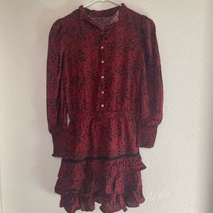*USED maroon long sleeve ruffled dress Size S